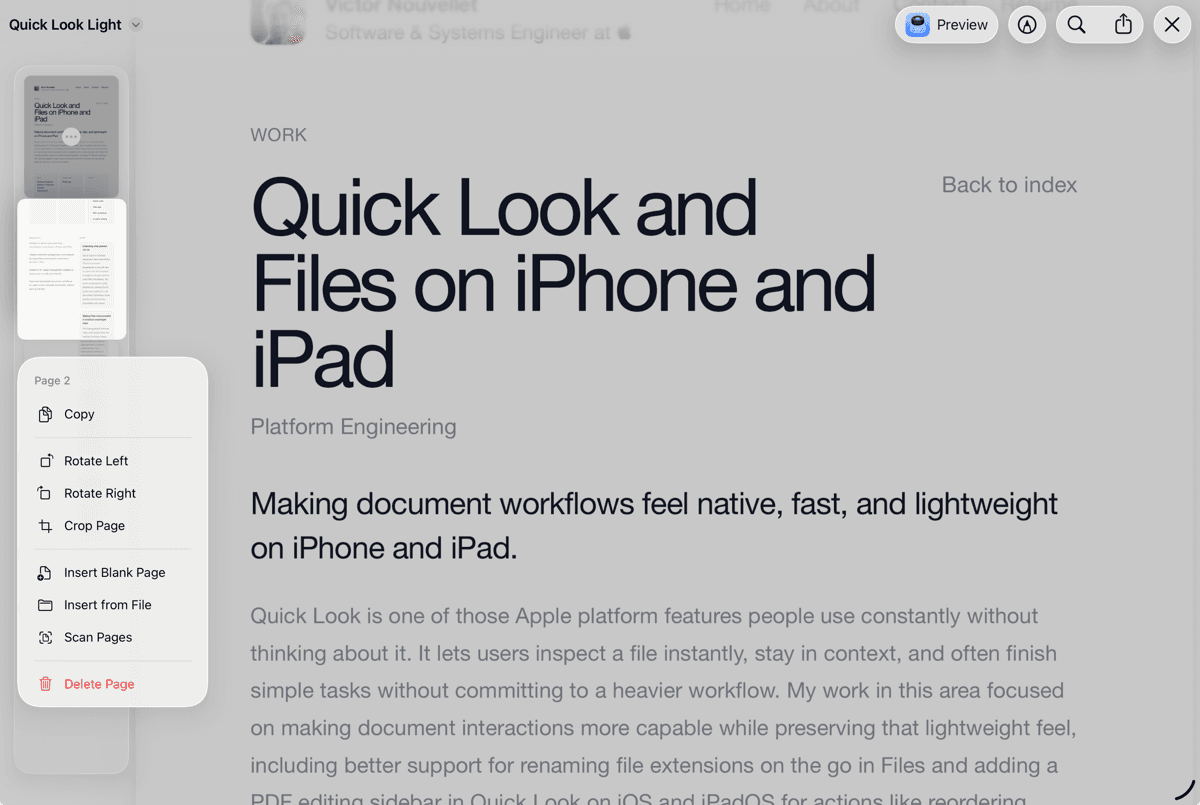 Quick Look and Files on iPhone and iPad preview